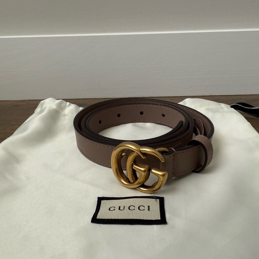 Gucci Taupe Leather Strap with Gold Accent